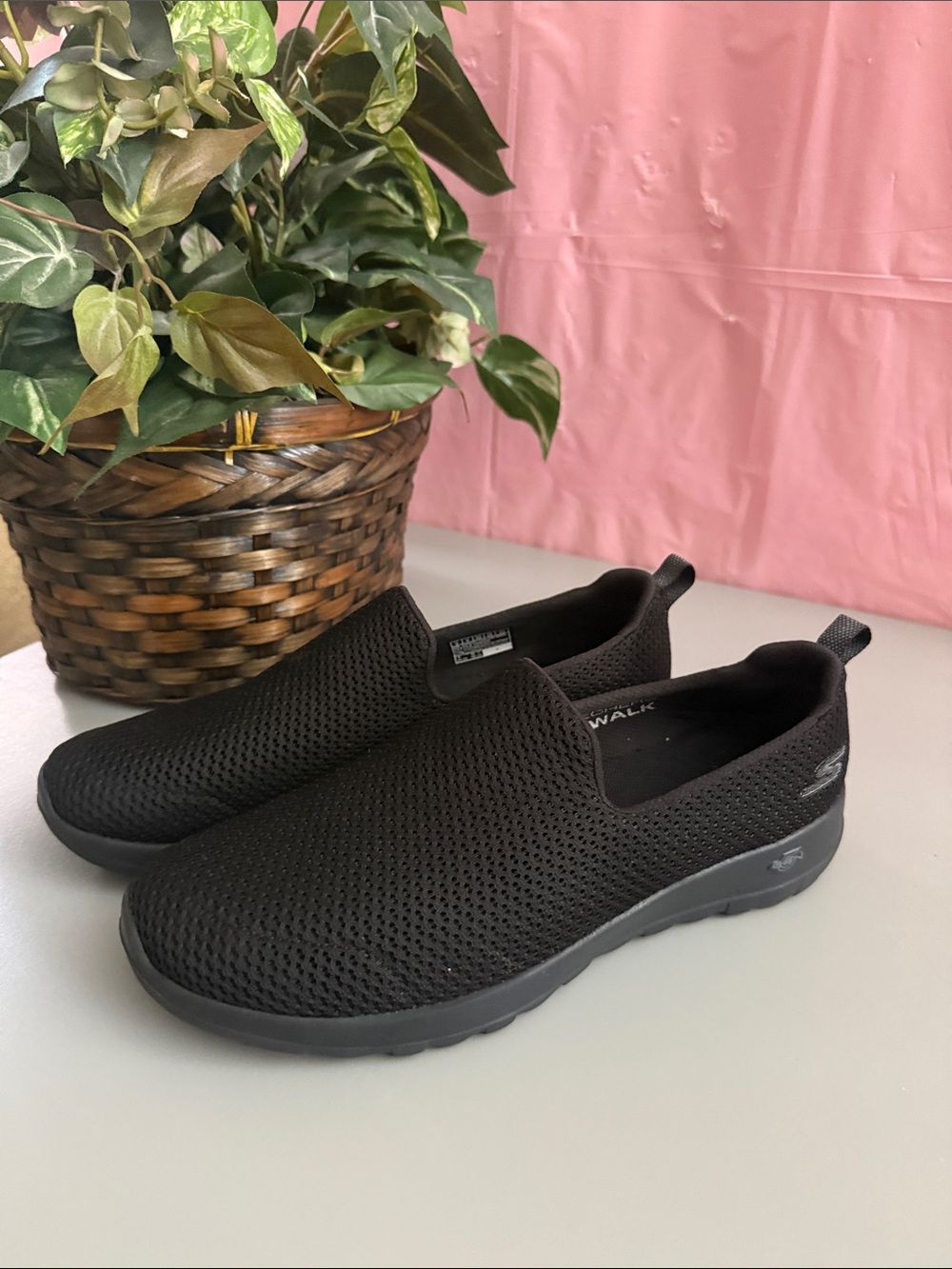 Skechers Black Slip-On Mesh Walking Shoes